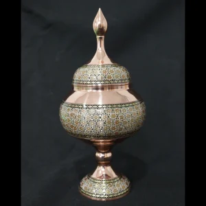 قندان پایه دار خاتم و مس